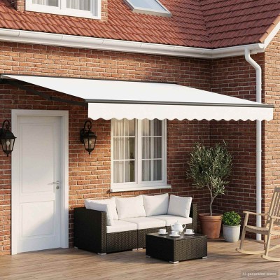 Manual folding awning White...
