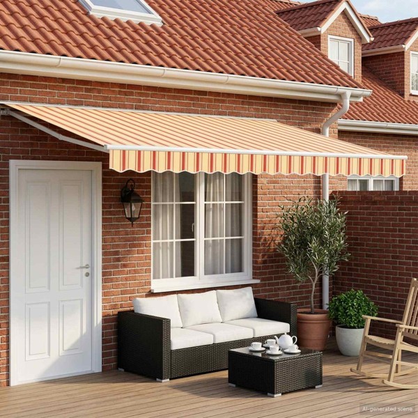 Electric retractable gazebo 4 × 3 m Polyester with PU coating