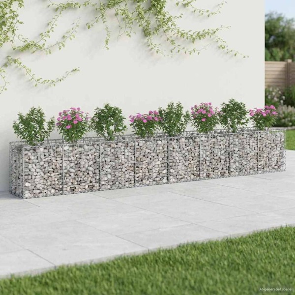Gabion raised bed 2 pcs. 400 x 50 x 60 cm Silver