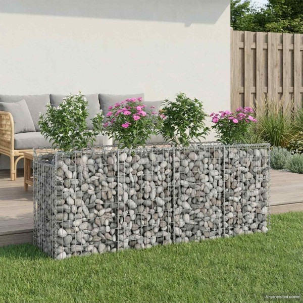 Gabion raised bed 2 pcs. 200 x 50 x 80 cm Silver