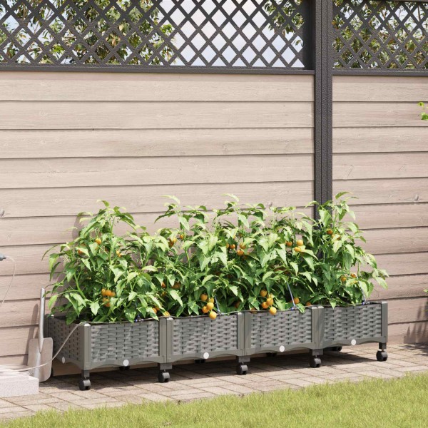 Garden pot with watering system and wheels 4 pcs. PP