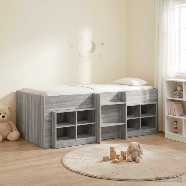 Loft bed with wardrobe 3 pcs. Gray Sonoma Treated wood