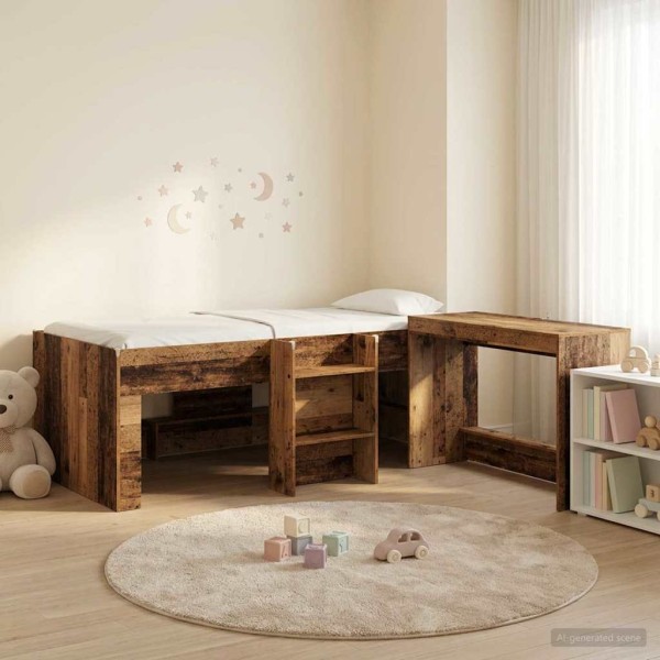 Children's High Bed Frame with Desk 2 pcs.