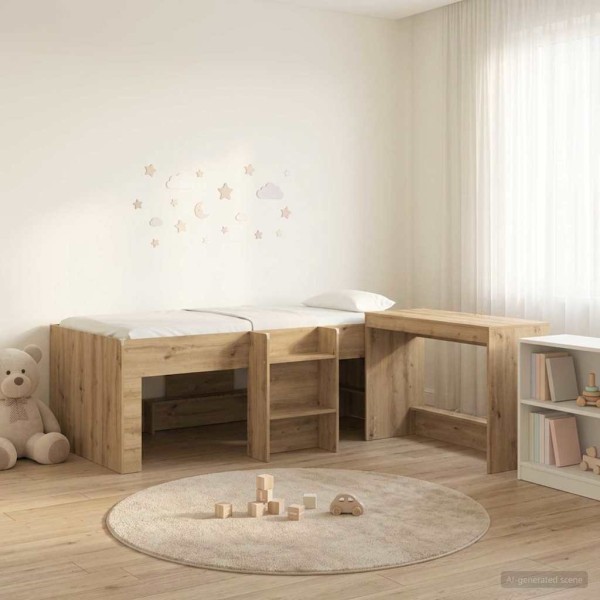 Children's High Bed Frame with Desk 2 pcs.