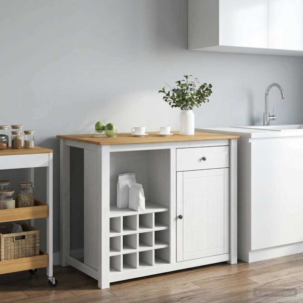 Kitchen island set 2 pcs. PANAMA White and honey wax