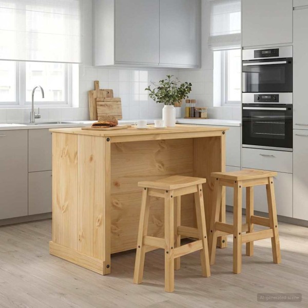 Kitchen island set 3 pcs. Honey wax Hard pine