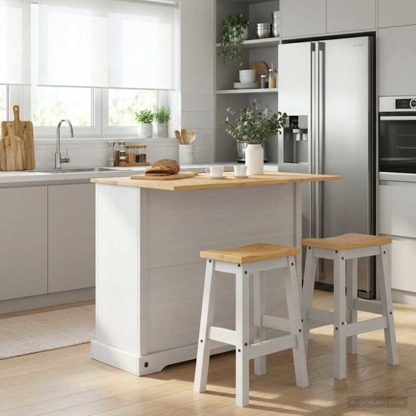 Kitchen storage 2 pcs. White and honey wax Solid pine