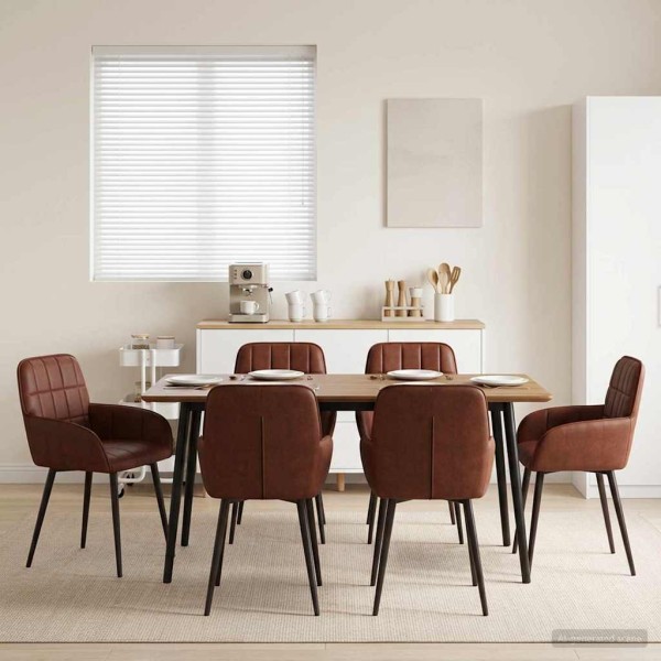 Dining chairs 6 pcs. Artificial leather Glossy Brown
