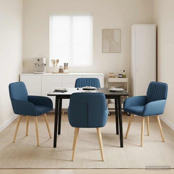 Dining chairs 4 pcs. Fabric Blue 56.5 x 50 x 87.5 cm