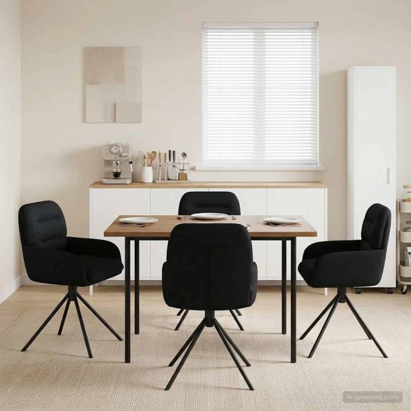 Swivel dining chairs 4 pcs. Artificial leather Black
