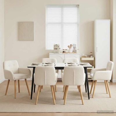 Dining chairs 6 pcs. Bouclé...