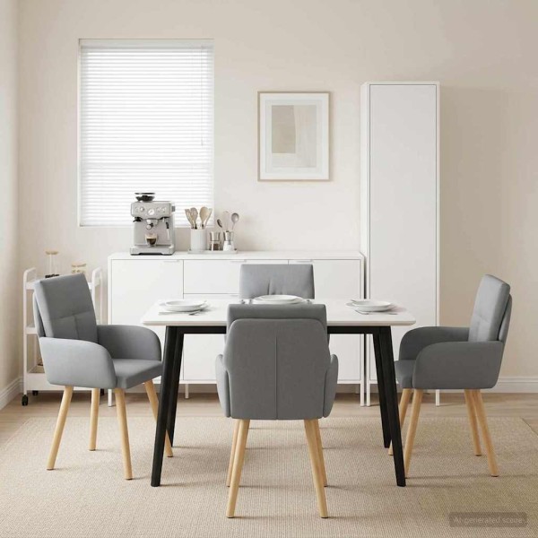 Dining chairs 4 pcs. Fabric Light gray 60 x 56 x 96 cm
