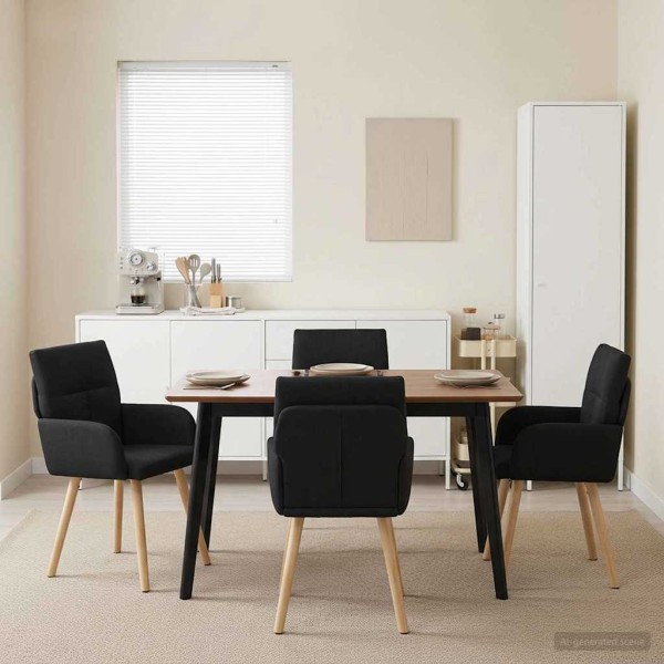 Dining chairs 4 pcs. Fabric Black 60 x 56 x 96 cm