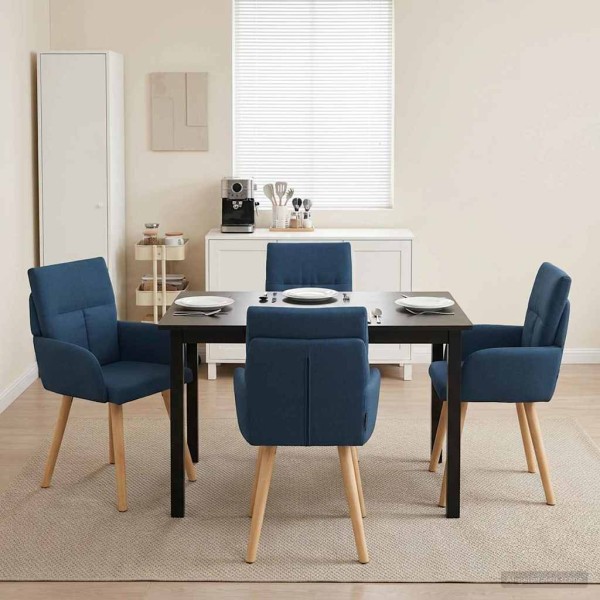 Dining chairs 4 pcs. Fabric Blue 60 x 56 x 96 cm