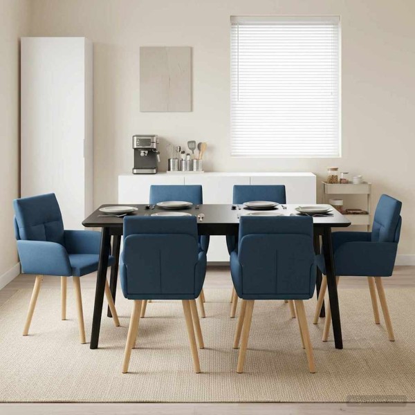 Dining chairs 6 pcs. Fabric Blue 60 x 56 x 96 cm