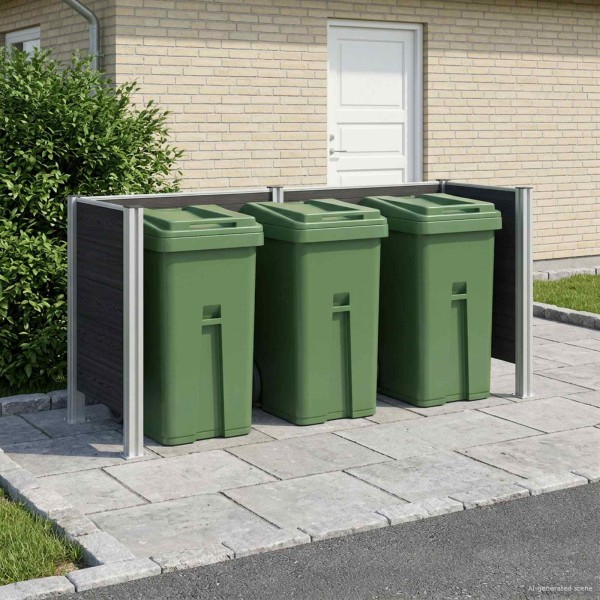 Waste container fence Gray 237 x 85 x 115 cm Tin and WPC
