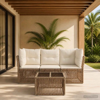 Garden Sofa Set 4 pcs. Sand...