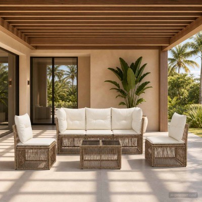 Garden Sofa Set 6 pcs. Sand...