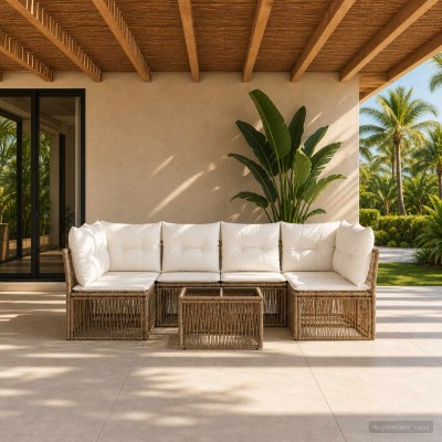 Garden Sofa Set 7 pcs. Sand...