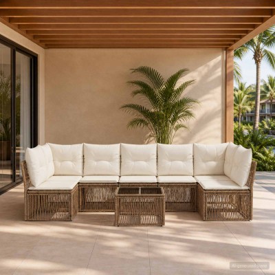 Garden Sofa Set 8 pcs. Sand...