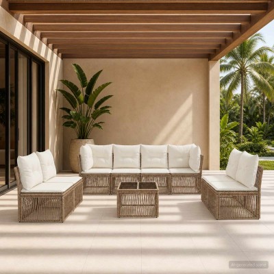 Garden Sofa Set 9 pcs. Sand...