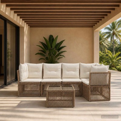 Garden Sofa Set 6 pcs. Sand...