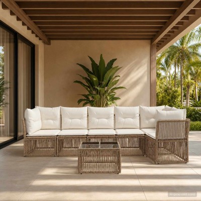 Garden Sofa Set 7 pcs. Sand...