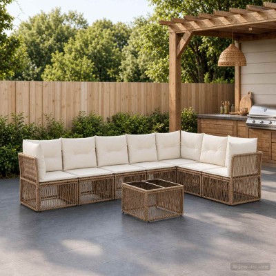 Garden Sofa Set 8 pcs. Sand...