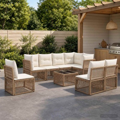 Garden Sofa Set 9 pcs. Sand...