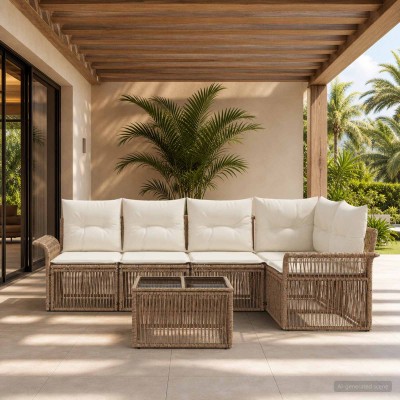 Garden Sofa Set 6 pcs. Sand...