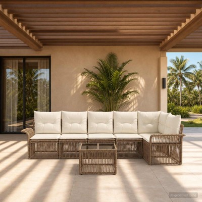 Garden Sofa Set 7 pcs. Sand...