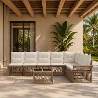 Garden Sofa Set 8 pcs. Sand...