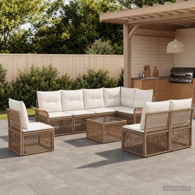 Garden Sofa Set 9 pcs. Sand...