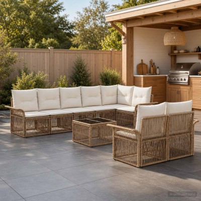 Garden Sofa Set 9 pcs. Sand...
