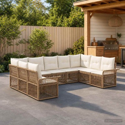 Garden Sofa Set 9 pcs. Sand...