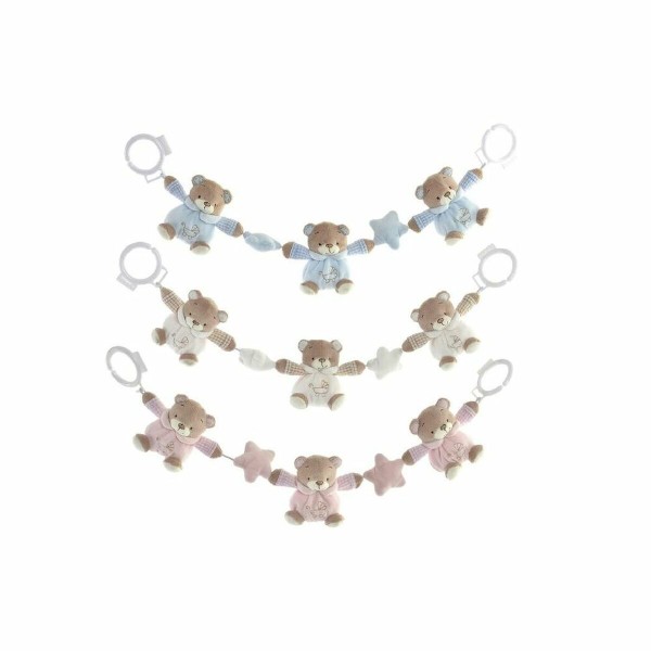 Pūkaina Rotaļlieta DKD Home Decor Balts Debesu zils Gaiši Rozā Metāls Bērnu Lācis 30 x 40 cm 68 x 6 x 9 cm (3 Daudzums)