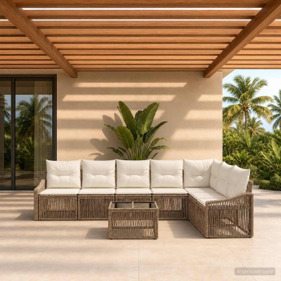 Garden Sofa Set 8 pcs. Sand...