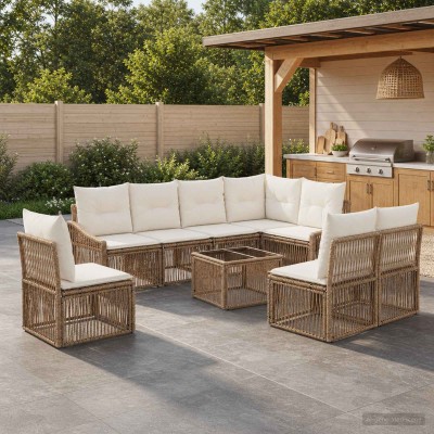 Garden Sofa Set 9 pcs. Sand...