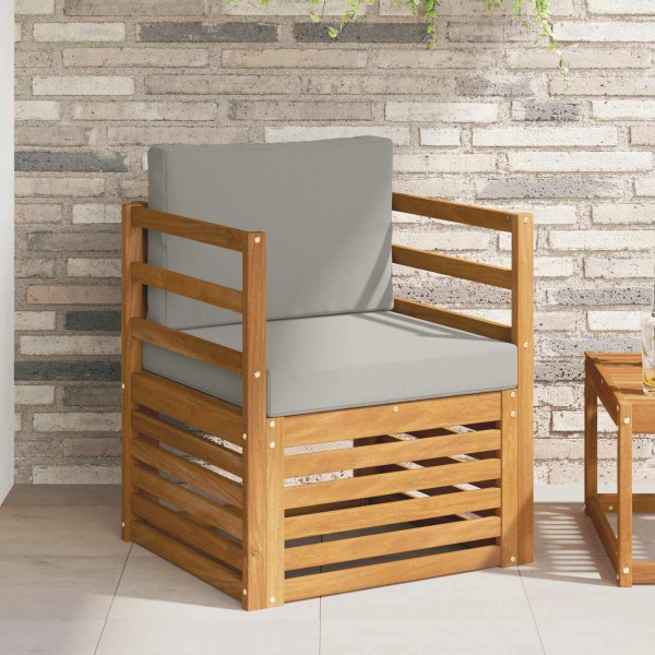 Outdoor sofa Solid acacia wood and polyester Natural