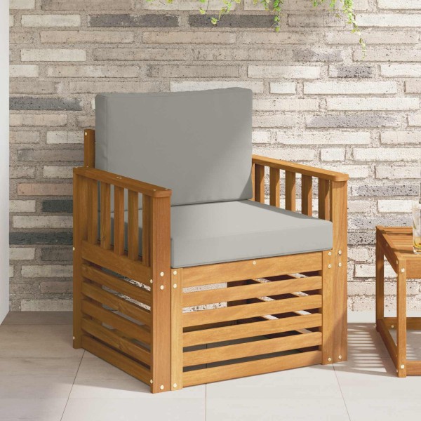 Outdoor sofa Solid acacia wood and polyester Natural