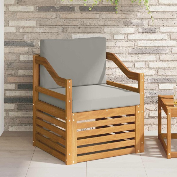 Outdoor sofa Solid acacia wood and polyester Natural
