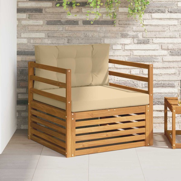 Outdoor sofa Solid acacia wood and polyester