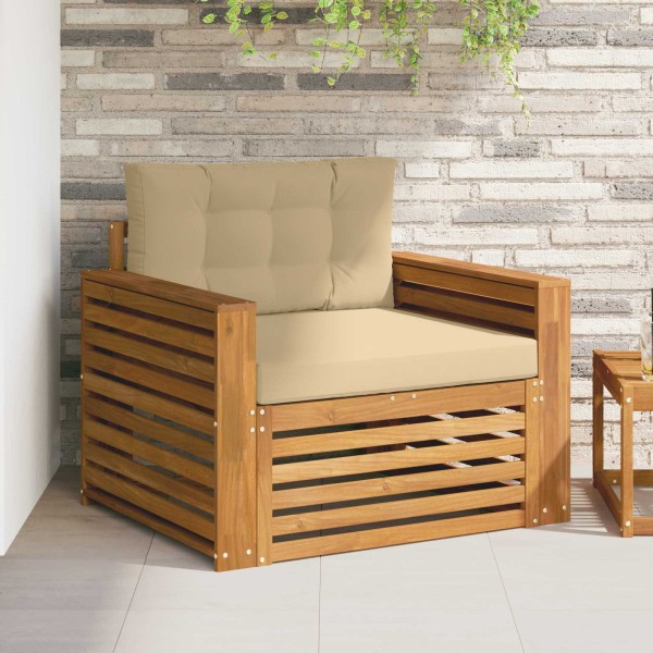 Outdoor sofa Solid acacia wood and polyester