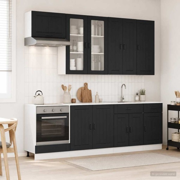 Kitchen unit LUCCA 8 pcs. Black Treated wood
