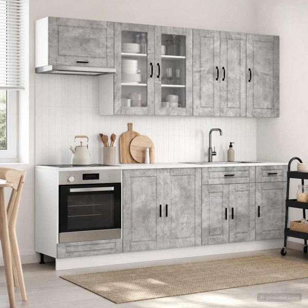 Kitchen unit PORTO 8 pcs. Concrete gray Treated wood