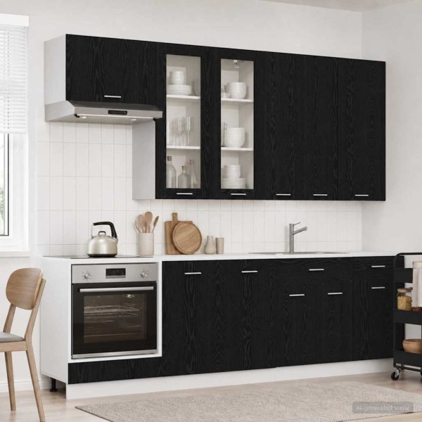 Kitchen unit LYON 8 pcs. Black oak Processed wood