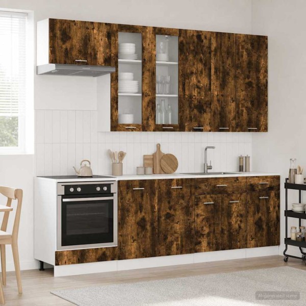 Kitchen unit LYON 8 pcs. Smoked oak Processed wood