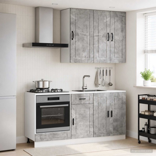 Kitchen unit PORTO 5 pcs. Concrete gray Treated wood
