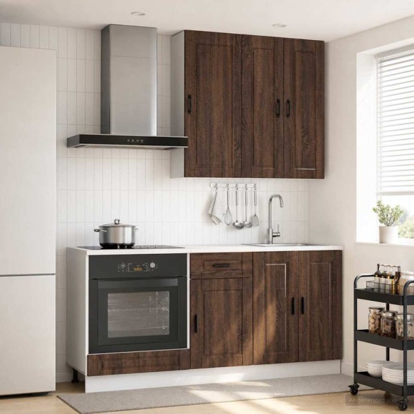 Kitchen unit PORTO 5 pcs. Brown oak Processed wood