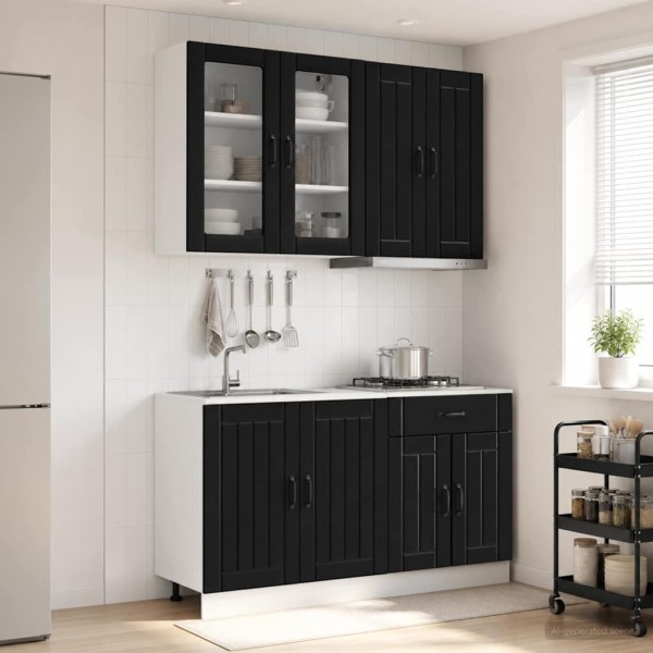 Kitchen unit LUCCA 4 pcs. Black Treated wood